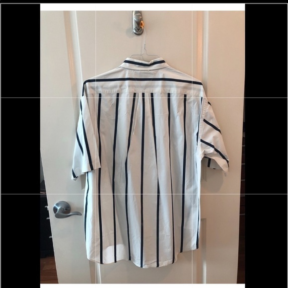Tommy Hilfiger White Navy Stripe Button Shirt - Picture 7 of 11